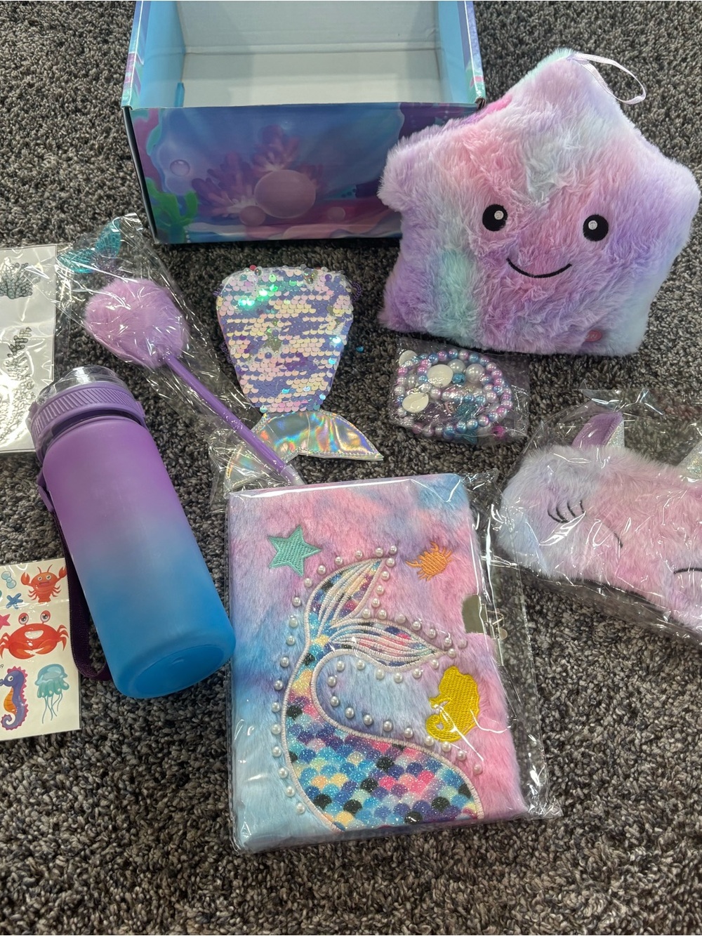 Plush Pastel Mermaid Party Gift Set - Purple/Pink/Blue